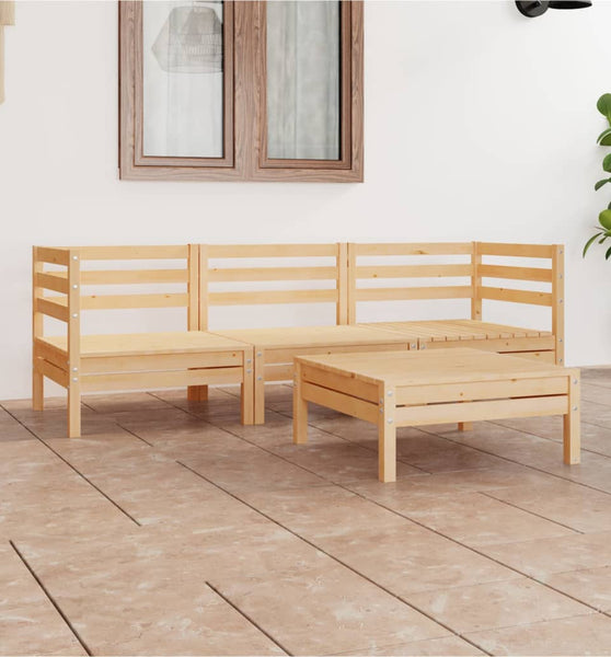 4-tlg. Garten-Lounge-Set Massivholz Kiefer