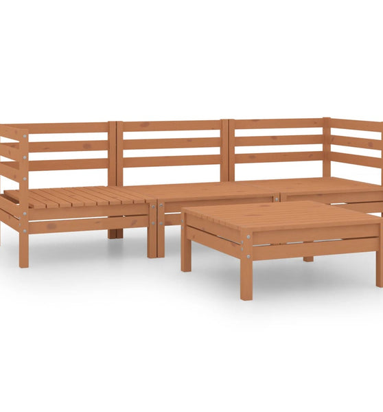 4-tlg. Garten-Lounge-Set Honigbraun Massivholz Kiefer