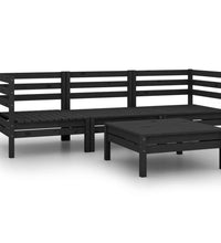 4-tlg. Garten-Lounge-Set Schwarz Massivholz Kiefer