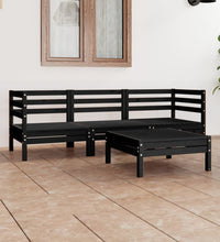 4-tlg. Garten-Lounge-Set Schwarz Massivholz Kiefer