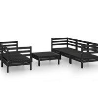 6-tlg. Garten-Lounge-Set Schwarz Massivholz Kiefer