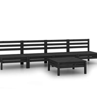 5-tlg. Garten-Lounge-Set Schwarz Massivholz Kiefer