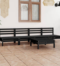 5-tlg. Garten-Lounge-Set Schwarz Massivholz Kiefer