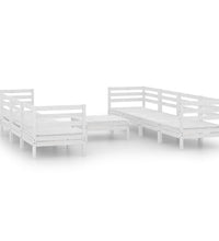 9-tlg. Garten-Lounge-Set Weiß Massivholz Kiefer
