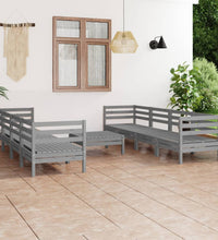 9-tlg. Garten-Lounge-Set Grau Kiefer Massivholz