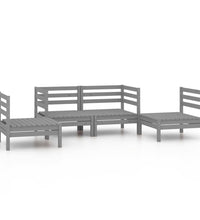 4-tlg. Garten-Lounge-Set Grau Kiefer Massivholz