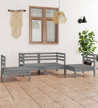 4-tlg. Garten-Lounge-Set Grau Kiefer Massivholz