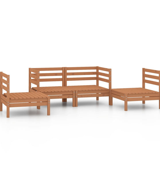 4-tlg. Garten-Lounge-Set Honigbraun Massivholz Kiefer