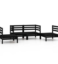 4-tlg. Garten-Lounge-Set Schwarz Massivholz Kiefer