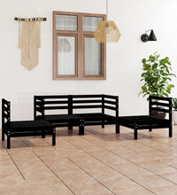 4-tlg. Garten-Lounge-Set Schwarz Massivholz Kiefer