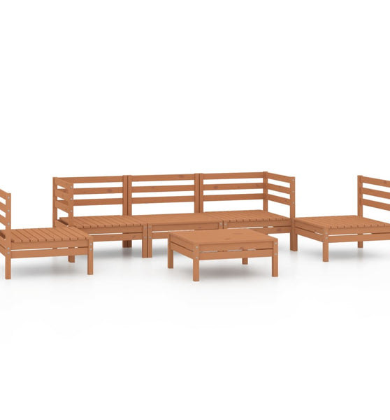 6-tlg. Garten-Lounge-Set Honigbraun Massivholz Kiefer