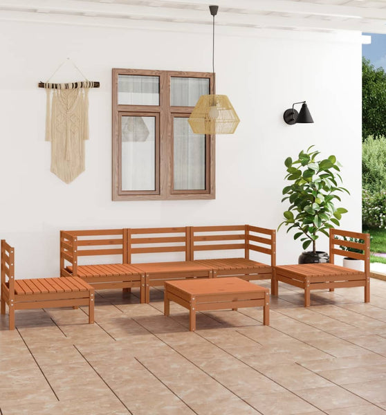 6-tlg. Garten-Lounge-Set Honigbraun Massivholz Kiefer