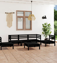 6-tlg. Garten-Lounge-Set Schwarz Massivholz Kiefer