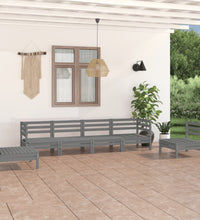 6-tlg. Garten-Lounge-Set Grau Kiefer Massivholz