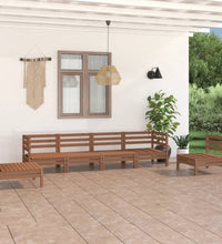 6-tlg. Garten-Lounge-Set Honigbraun Massivholz Kiefer