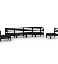 6-tlg. Garten-Lounge-Set Schwarz Massivholz Kiefer