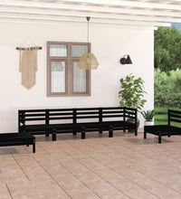 6-tlg. Garten-Lounge-Set Schwarz Massivholz Kiefer