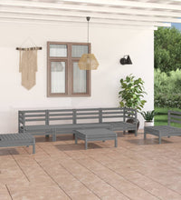 7-tlg. Garten-Lounge-Set Grau Kiefer Massivholz