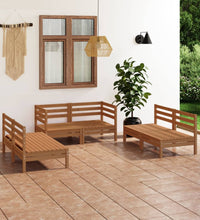 6-tlg. Garten-Lounge-Set Honigbraun Massivholz Kiefer