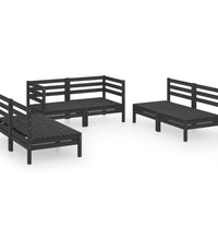 6-tlg. Garten-Lounge-Set Schwarz Massivholz Kiefer