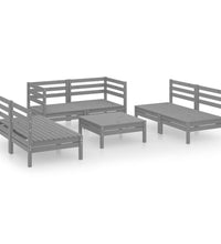 7-tlg. Garten-Lounge-Set Grau Massivholz Kiefer