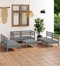 7-tlg. Garten-Lounge-Set Grau Massivholz Kiefer