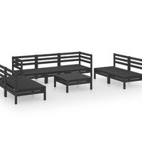 8-tlg. Garten-Lounge-Set Schwarz Massivholz Kiefer