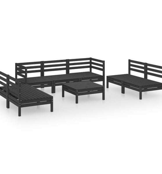 8-tlg. Garten-Lounge-Set Schwarz Massivholz Kiefer