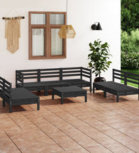 8-tlg. Garten-Lounge-Set Schwarz Massivholz Kiefer