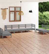 8-tlg. Garten-Lounge-Set Grau Massivholz Kiefer