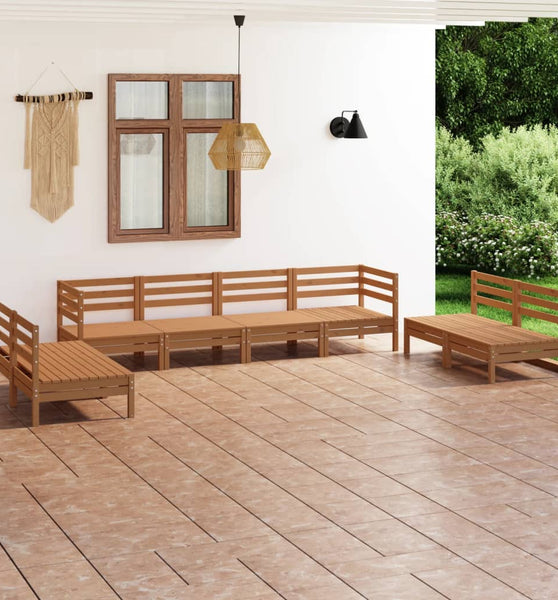 8-tlg. Garten-Lounge-Set Honigbraun Massivholz Kiefer