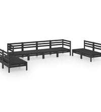 8-tlg. Garten-Lounge-Set Schwarz Massivholz Kiefer