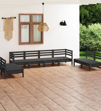 8-tlg. Garten-Lounge-Set Schwarz Massivholz Kiefer