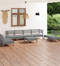 9-tlg. Garten-Lounge-Set Grau Massivholz Kiefer