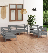 6-tlg. Garten-Lounge-Set Grau Massivholz Kiefer