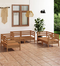 6-tlg. Garten-Lounge-Set Honigbraun Massivholz Kiefer