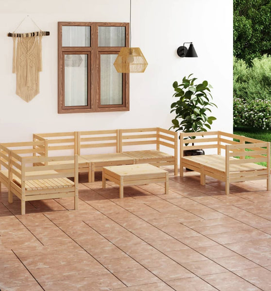 8-tlg. Garten-Lounge-Set Massivholz Kiefer