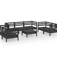 8-tlg. Garten-Lounge-Set Schwarz Massivholz Kiefer