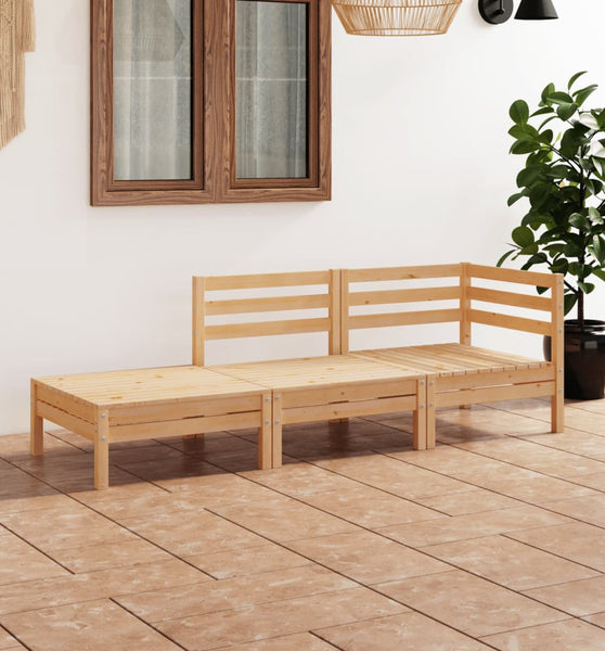 3-tlg. Garten-Lounge-Set Massivholz Kiefer