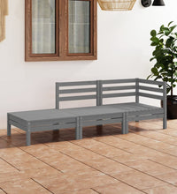 3-tlg. Garten-Lounge-Set Grau Massivholz Kiefer