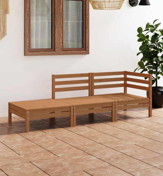 3-tlg. Garten-Lounge-Set Honigbraun Massivholz Kiefer