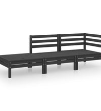 3-tlg. Garten-Lounge-Set Schwarz Massivholz Kiefer