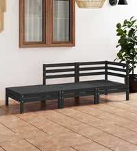 3-tlg. Garten-Lounge-Set Schwarz Massivholz Kiefer