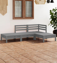 4-tlg. Garten-Lounge-Set Grau Massivholz Kiefer