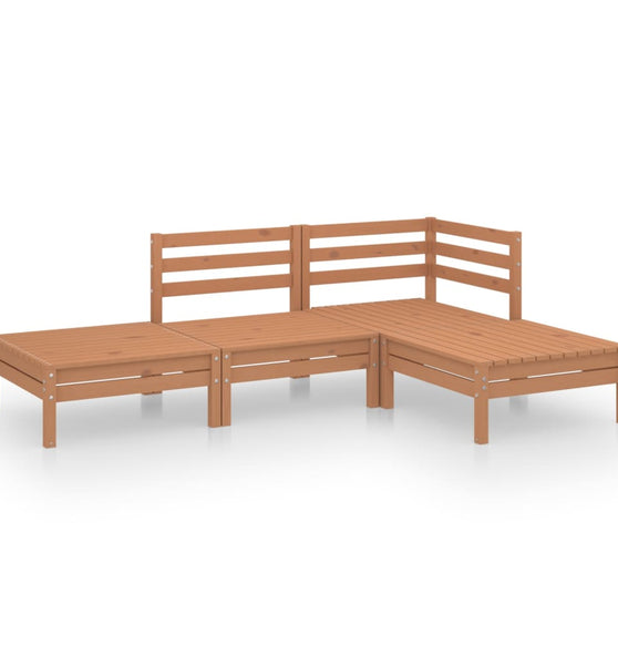 4-tlg. Garten-Lounge-Set Massivholz Kiefer Honigbraun