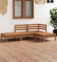 4-tlg. Garten-Lounge-Set Massivholz Kiefer Honigbraun