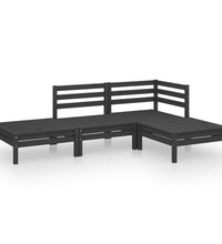 4-tlg. Garten-Lounge-Set Massivholz Kiefer Schwarz