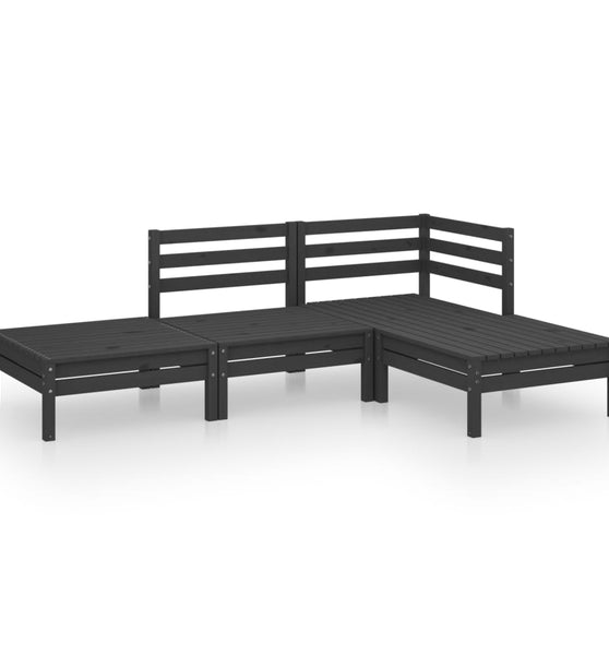 4-tlg. Garten-Lounge-Set Massivholz Kiefer Schwarz