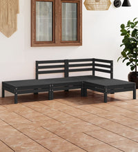 4-tlg. Garten-Lounge-Set Massivholz Kiefer Schwarz