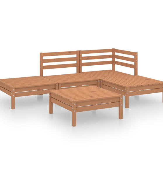 5-tlg. Garten-Lounge-Set Massivholz Kiefer Honigbraun